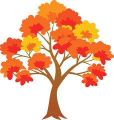 Vibrant orange gulmohar flower blossom illustration