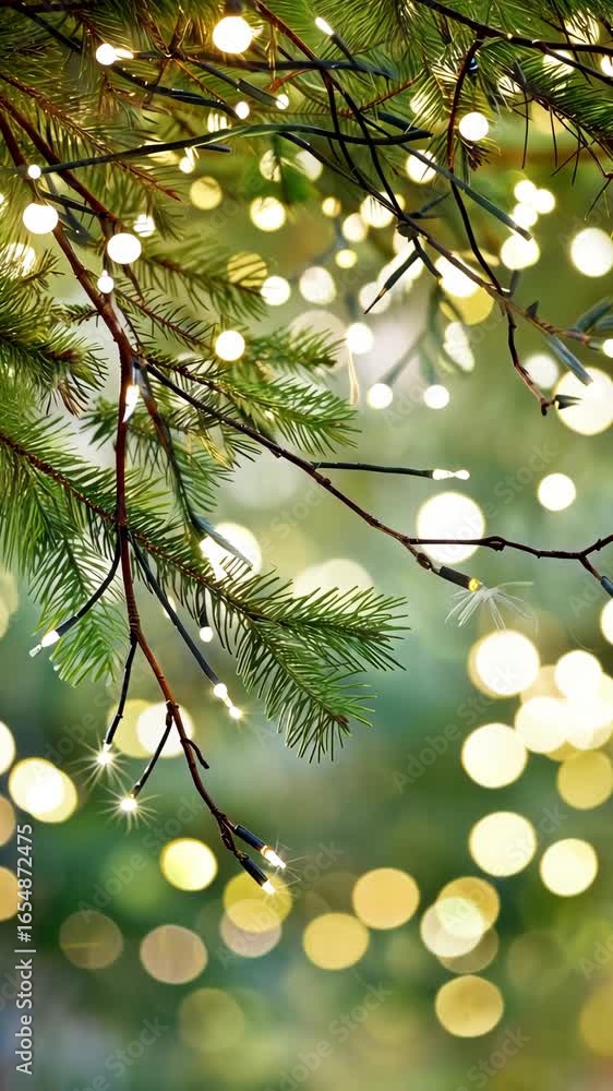 Poster branches adorned with soft lights illuminate the surroundings, creating a cozy and enchanting ambian