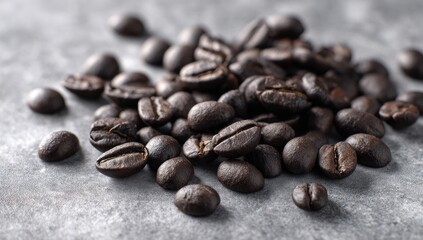 Fototapeta premium Roasted coffee beans on a textured surface