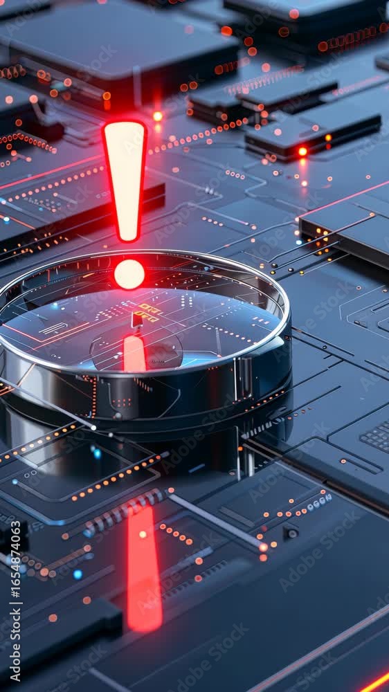 Aufkleber exploring intricate circuit patterns with a magnifying lens reveals striking highlights and vivid co