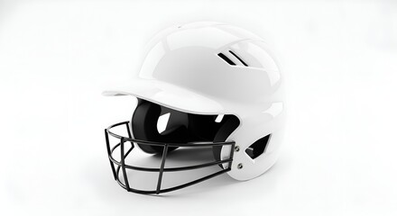 A baseball batting helmet in white, clean and white background