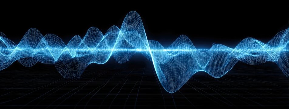 Abstract light blue wave pattern on a dark background