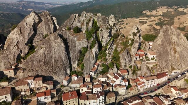 Aerial Drone View of a Scenic Valley with Green Fields and Mountainous Landscape in Switzerland near Flums, Berschis, and Walenstadt in St. Gallen Canton