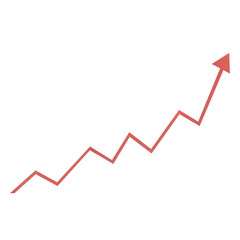 A red line with an arrow pointing upward. The line is curved and has a zigzag pattern