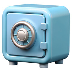 3d icon of blue cartoon safe isolated on transparent background