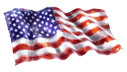 An American flag, digitally rendered, in motion