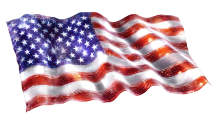 An American flag, digitally rendered, in motion