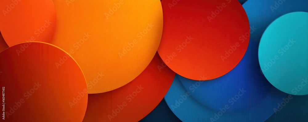 Aufkleber abstract geometric background with vibrant circular shapes and textured layers