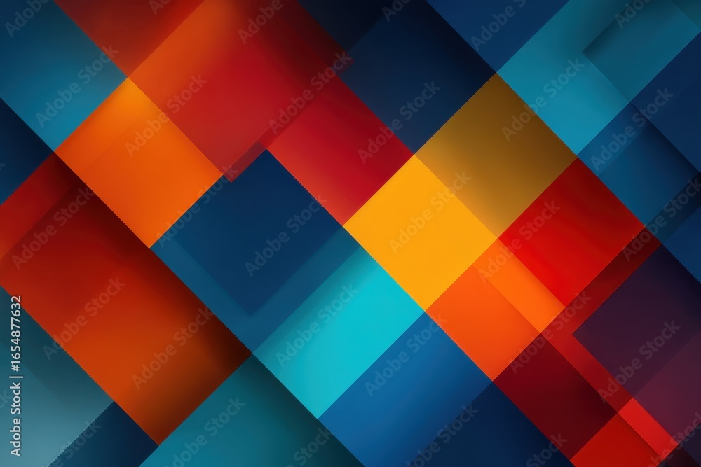 Poster abstract geometric background with colorful overlapping shapes in warm and cool tones