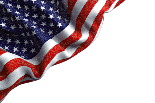 American flag draped, waving