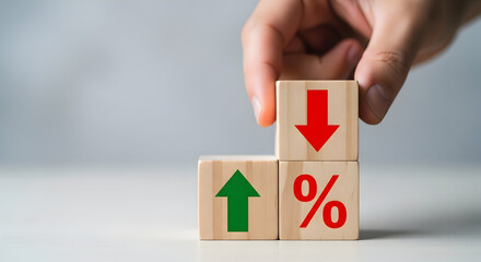 Interest Rates Increase Decrease Financial Market Trend Up Down Percentage Growth Economy