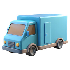 3d icon of blue delivery van isolated on transparent background