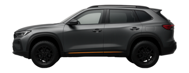 Crossover with a rugged appearance and blacked-out alloy wheels