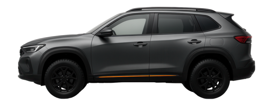 Crossover with a rugged appearance and blacked-out alloy wheels