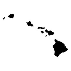 Hawaiian Islands Silhouette Map.