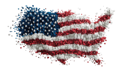 USA flag map abstract design