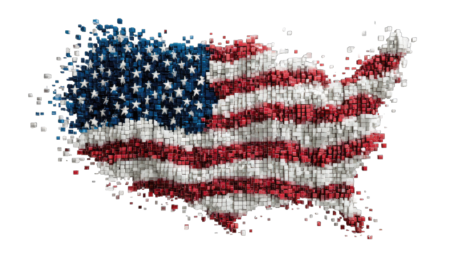 USA flag map abstract design - Powered by Adobe