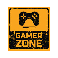 Gamer zone sign in vintage rusty metal design vector illustration