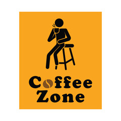 Coffee zone sign with white background vector illustration