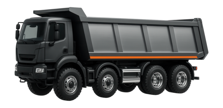 Heavy-duty dump truck with a high-sided trailer and underbody protection