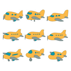 Cartoon Airplane Illustration Set &ndash; Cute Aircraft Vector Pack for Kids and Travel Designs