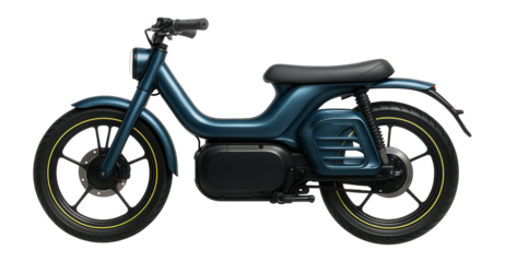 High-performance moped with a compact engine casing and side-mounted air scoops