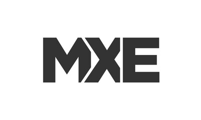 MXE logo design template with strong and modern bold text. Initial based vector logotype featuring simple and minimal typography. Trendy company identity.