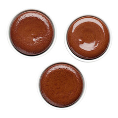 Chocolate lava cake glossy finish bakery dessert overhead isolate transparency background sweet indulgent rich flavor round shape