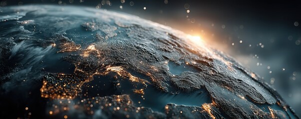 Illuminated Earth at Night Showcasing City Lights and Glowing Atmospheric Details