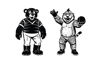 Mascot Fashion Vector Set - Engraved Character Costume Illustrations