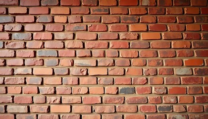 Obraz premium Rough-textured brick wall, varying shades of red and brown, construction, urban