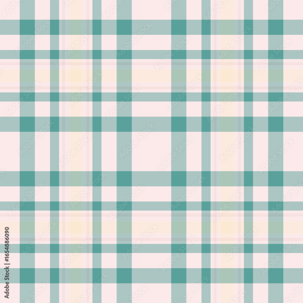 Poster soft plaid pattern with muted green and pink hues, creating a calm and versatile background. ideal f