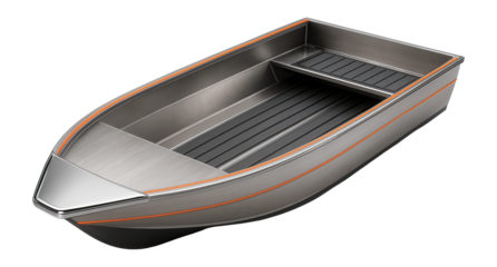 Aluminum utility boat with flat hull and reinforced bow plate