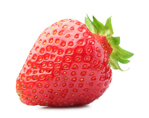 One fresh ripe strawberry isolated on white
