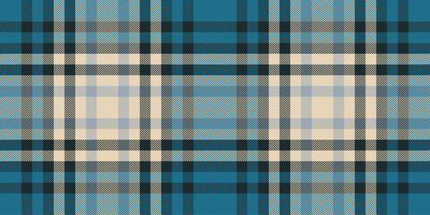 Classic plaid pattern with blue and beige tones.  Ideal for backgrounds, textiles, and textures. Represents tradition, comfort, and versatile design.