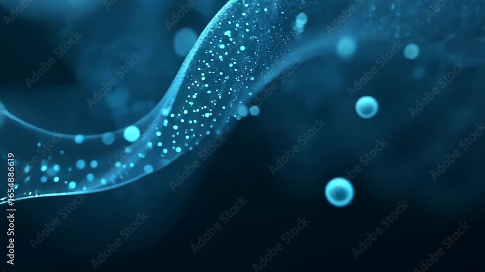 Poster experience the mesmerizing flow of abstract waves filled with glowing dots that create a dynamic and