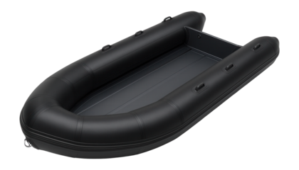 Inflatable RIB with a rigid floor and black rubber pontoons