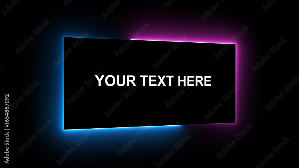 Poster rectangle frame beautiful neon rectangle shape isolated on black background
