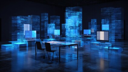 Futuristic digital workspace