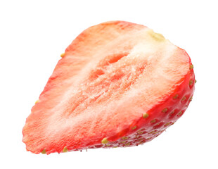 Half of fresh strawberry isolated on white