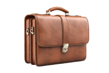 Brown leather briefcase, 3D render