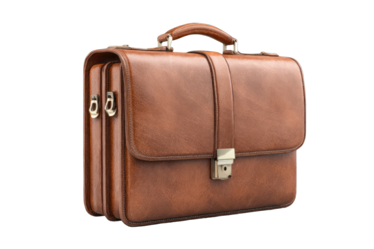 Brown leather briefcase, 3D render