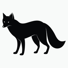 Black Fox Silhouette Vector Minimalist Animal Outline Design