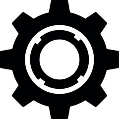 Vector art of black gear cog isolated on white background transparent background