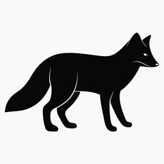 Black Fox Silhouette Vector Minimalist Animal Outline Design