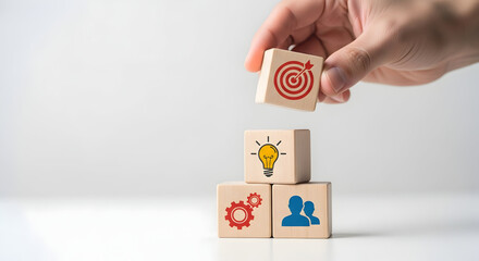 Achieve Business Goals Teamwork Innovation Strategy Target Success Planning Vision Mission Objectives Aim