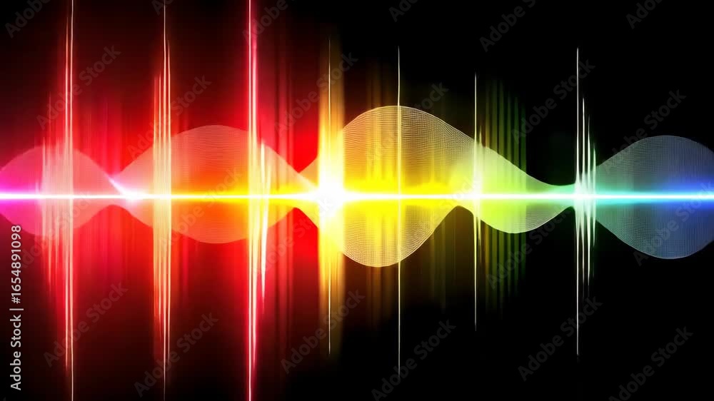 Poster explore the captivating blend of colors and patterns illustrating sound waves. experience the harmon