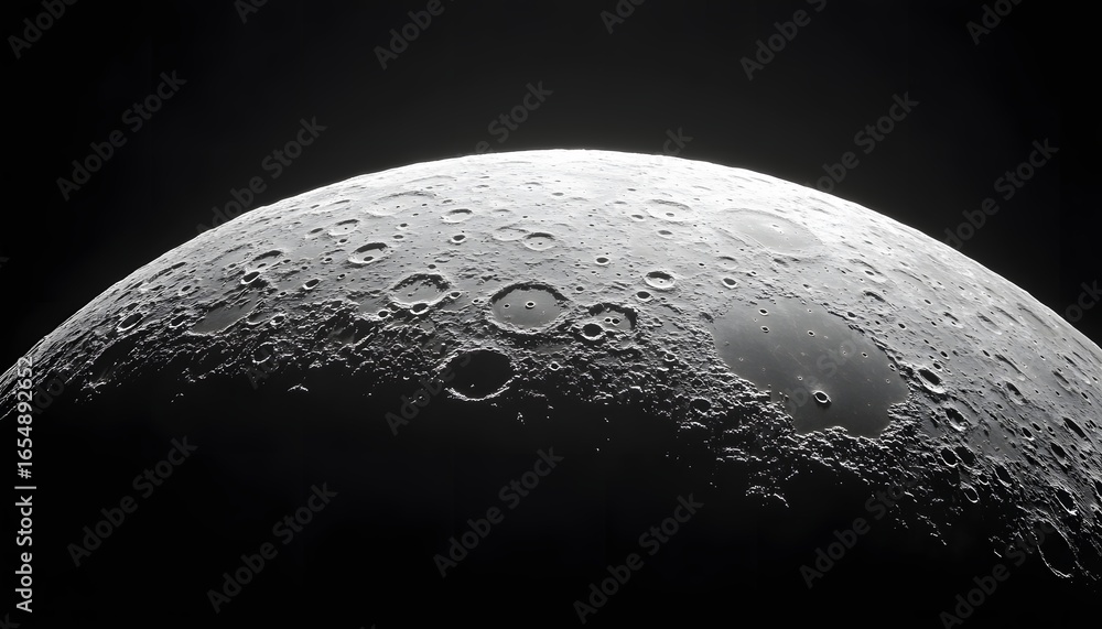 Poster a close up of the moon with a dark background. the moon is covered in craters. the craters are of va