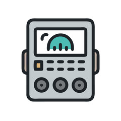 Gray sound monitoring device icon in cartoon style design