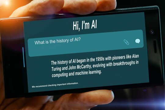 What is the history of AI? Question for AI on tablet screen